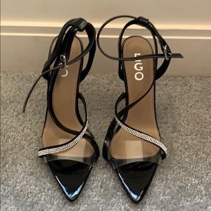 Black rhinestone heels